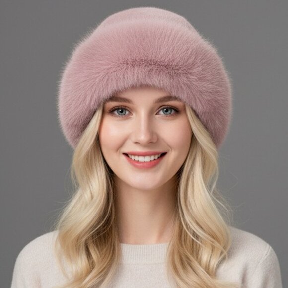 Pink Faux Fur Winter Bucket Hat - Picture 1 of 5